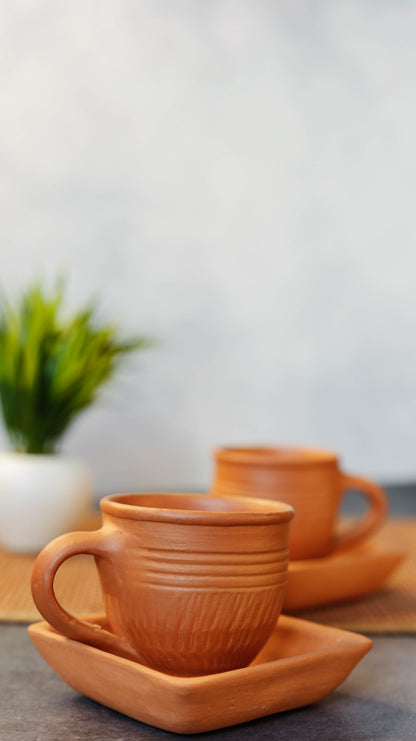 Terracotta Cup & Saucer - Set of 2