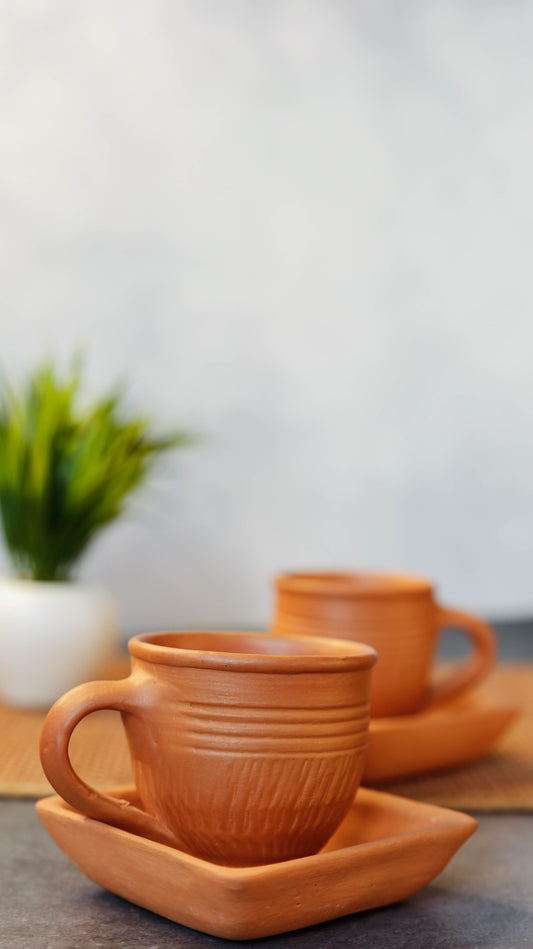 Terracotta Cup & Saucer - Set of 2