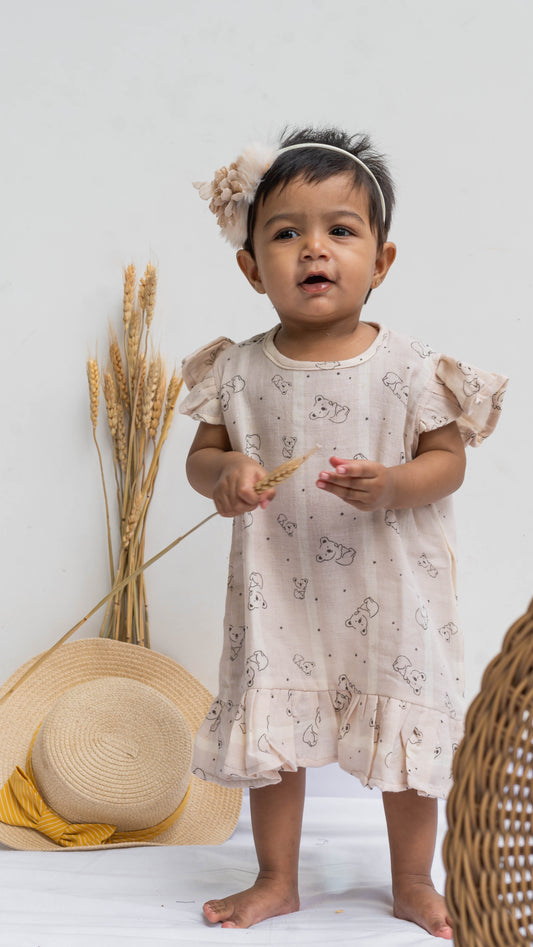 Koala Print Muslin Dress