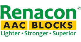 Renacon AAC Blocks logo with green and yellow text on a white background
