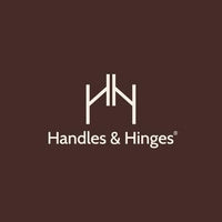 Handles & Hinges logo on a brown background