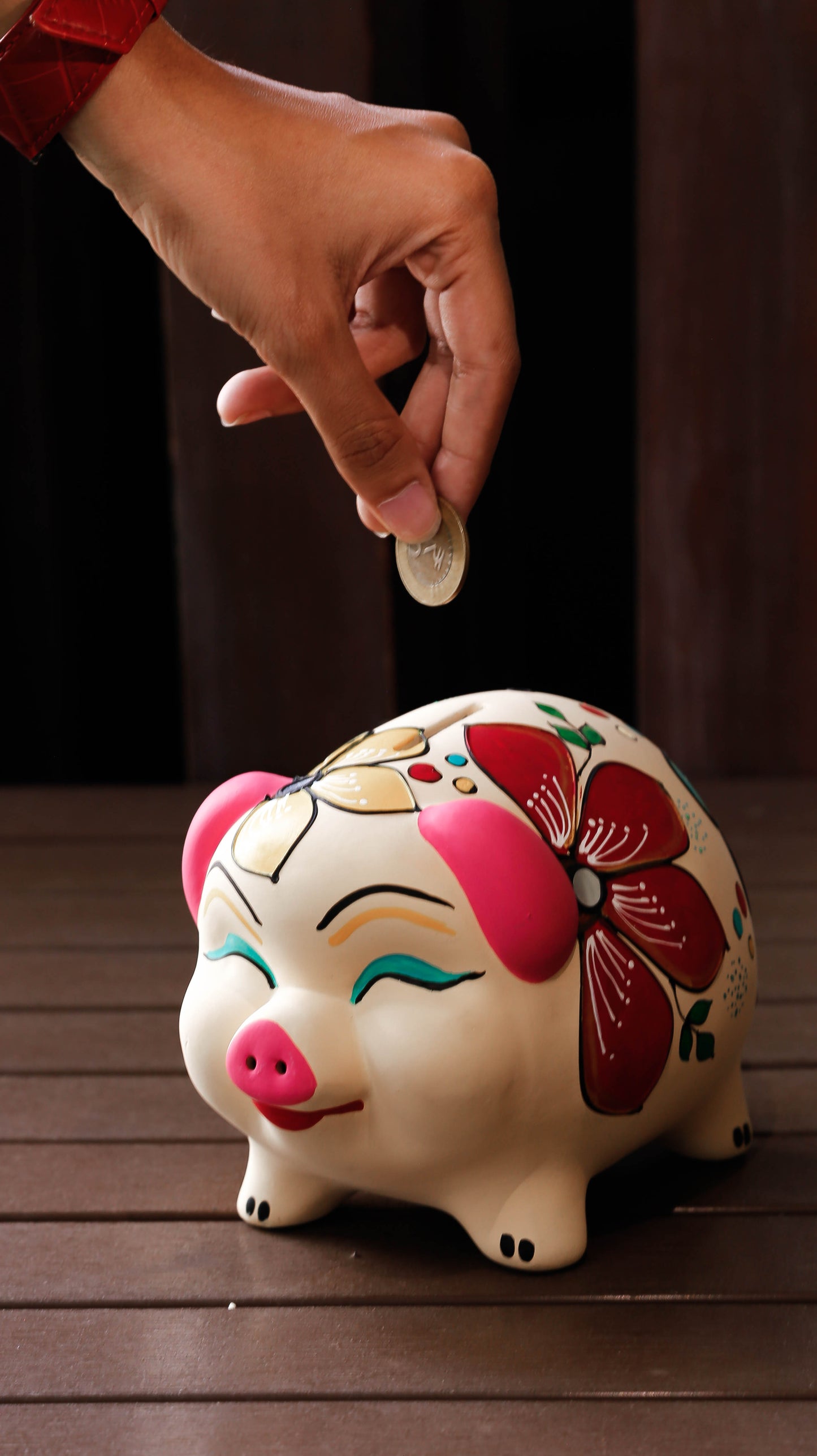 Ceramic Floral Piggy Bank