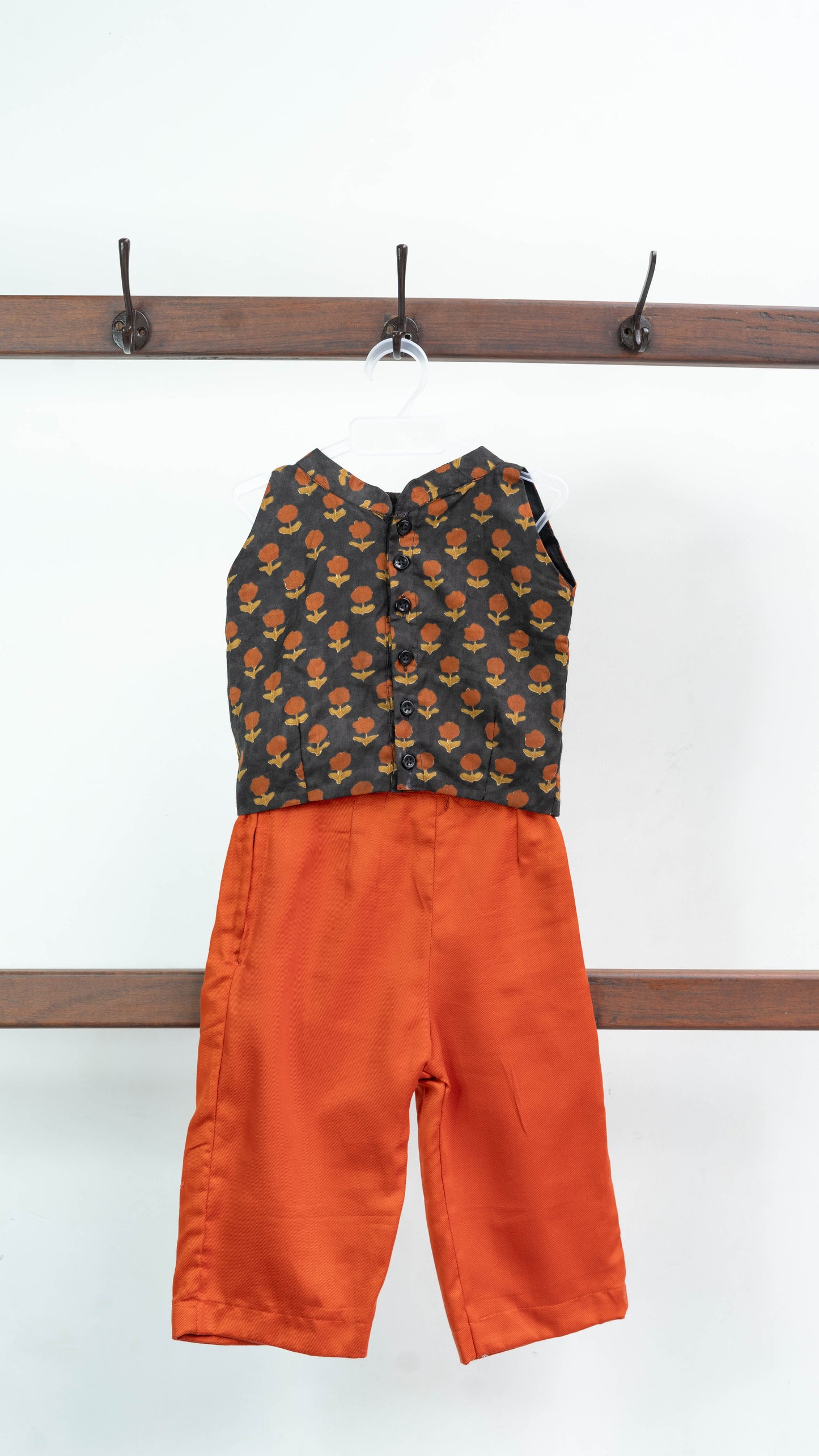 Black and Rust Floral Print Cotton Co-ord Set