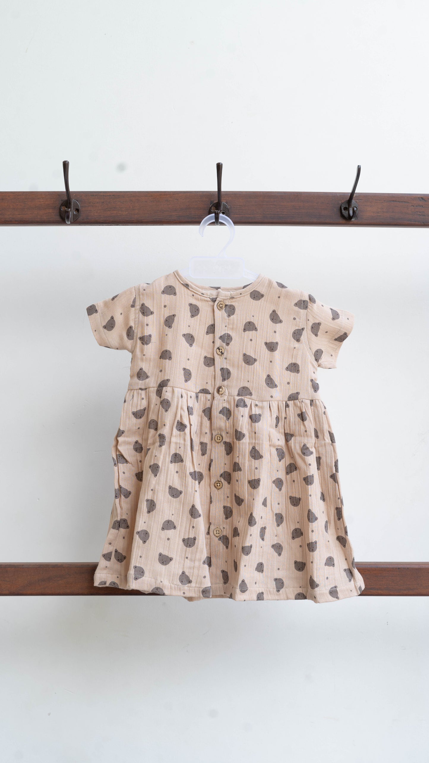 Bear Print Muslin Dress
