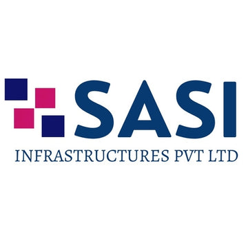 Logo of SASI Infrastructures Pvt Ltd with blue and pink squares on a white background