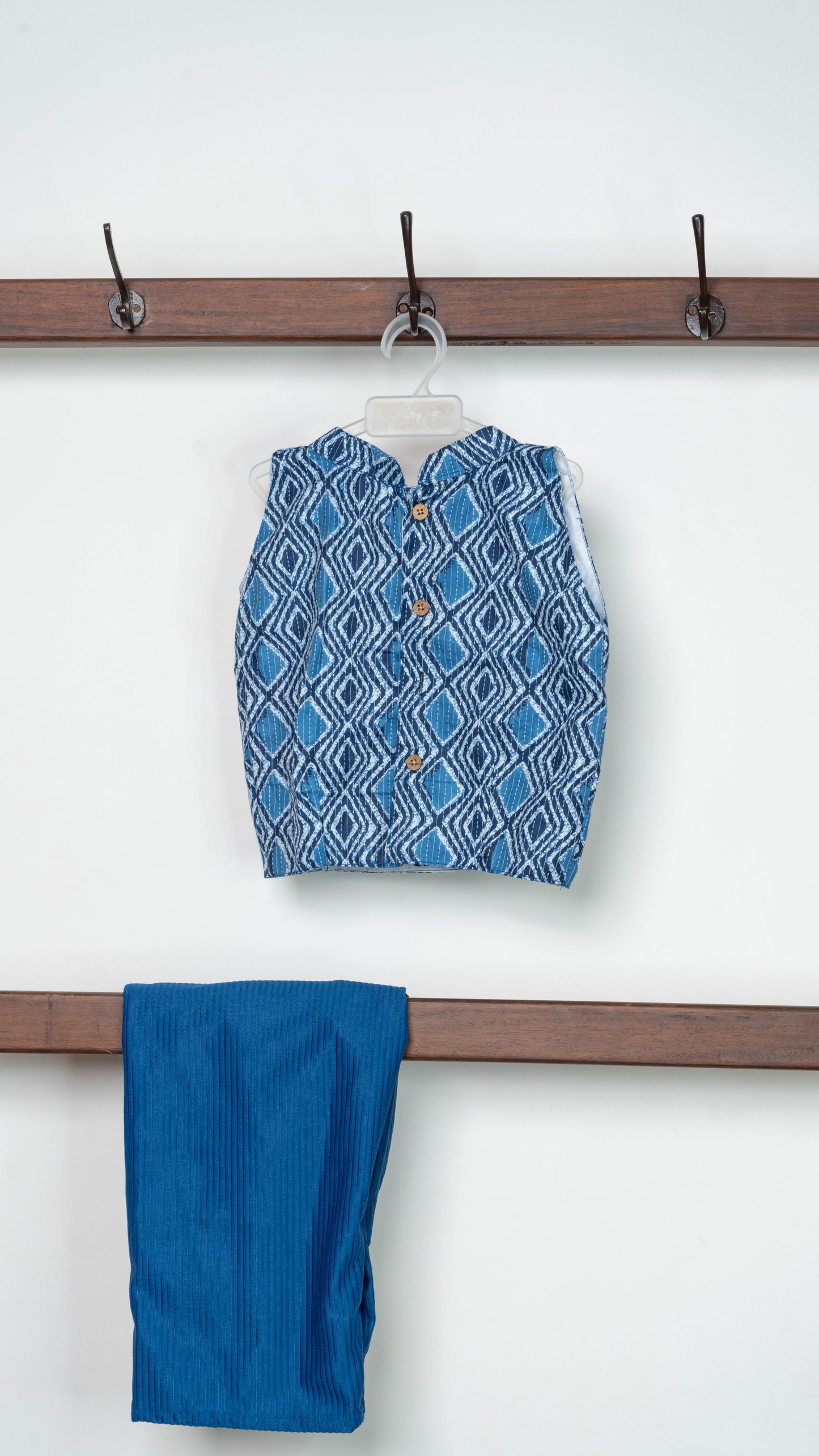 Blue Geometric Print Cotton Co-ord Set