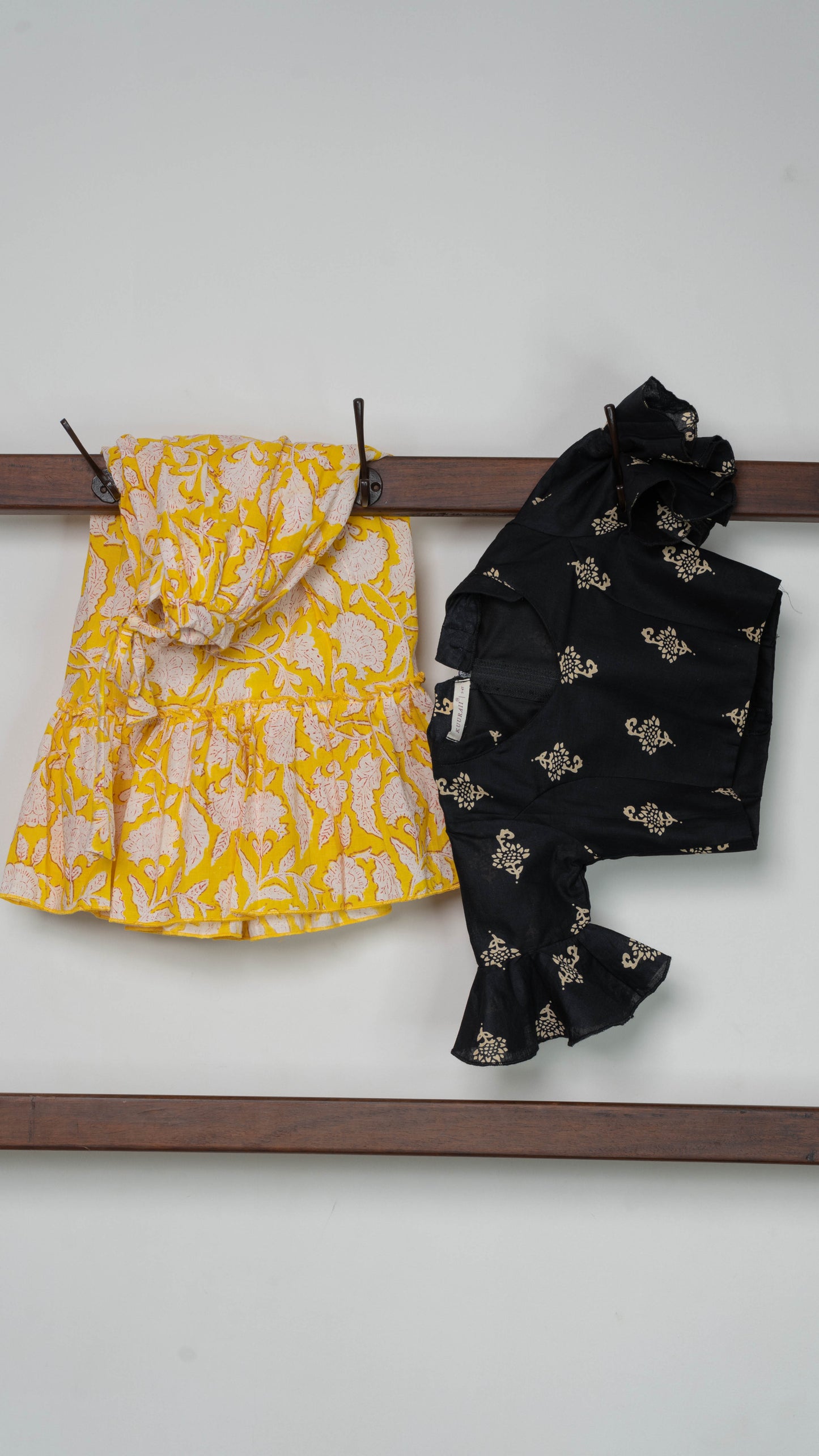 Black and Yellow Floral Print Cotton Co-ord Set