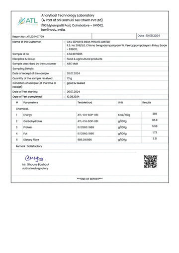 Test report - ABC Malt