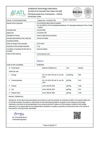 Test report - Almond Cookies