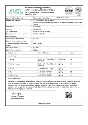 Test report - Black Kavuni Kanji
