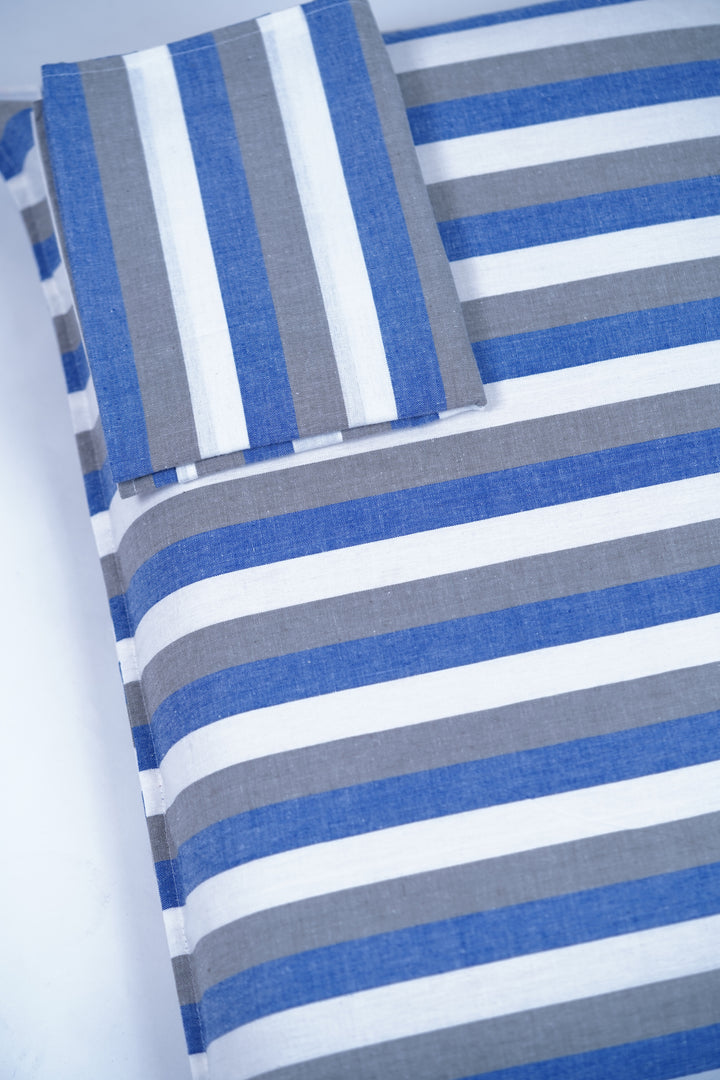 Super Soft Handloom Chennimalai King Size Bedspread Blue and Grey Stripe