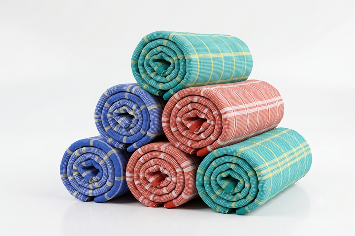 Chennimalai Handloom Soft Checked Towel - Set of 6