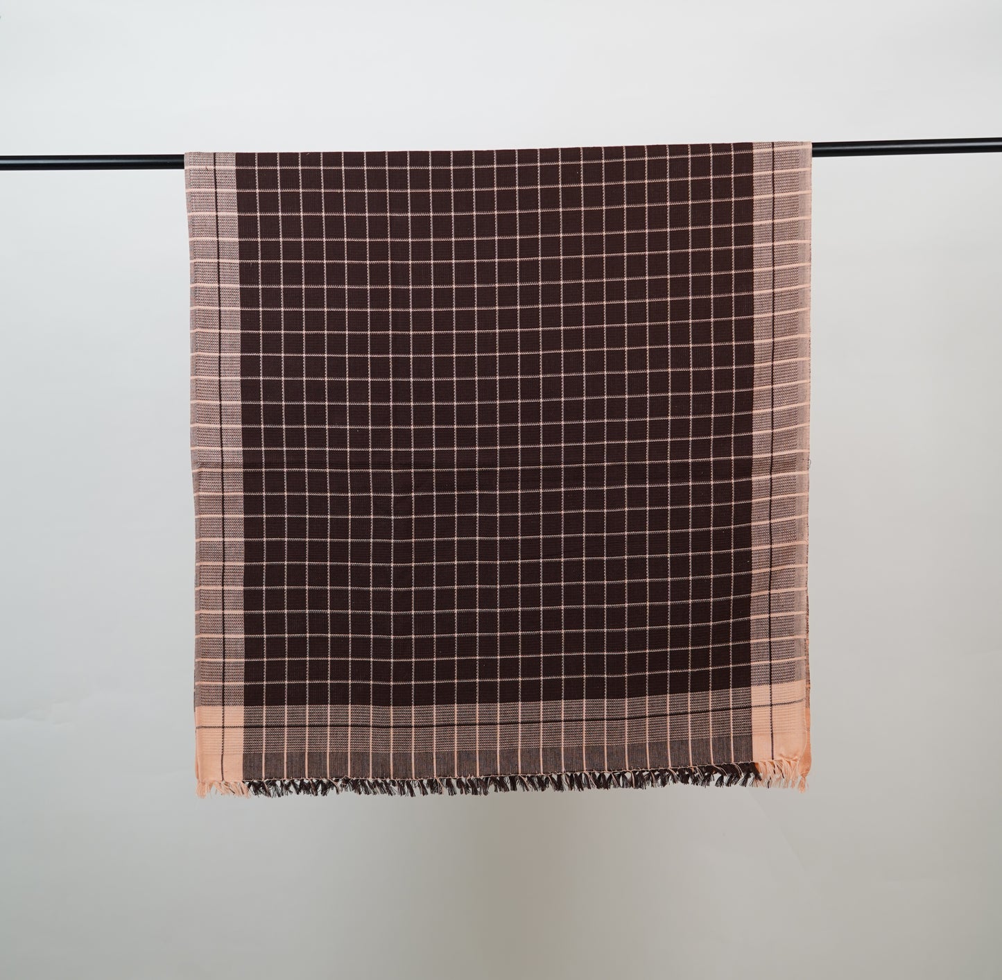 Chennimalai Handloom Soft Grid Weave Towel Brown