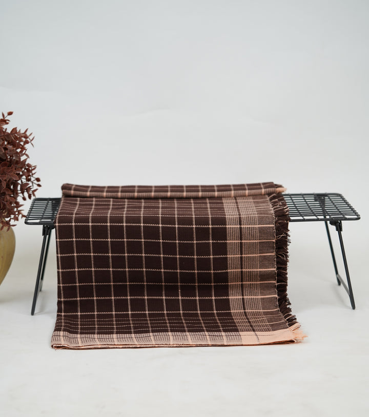 Chennimalai Handloom Soft Grid Weave Towel Brown