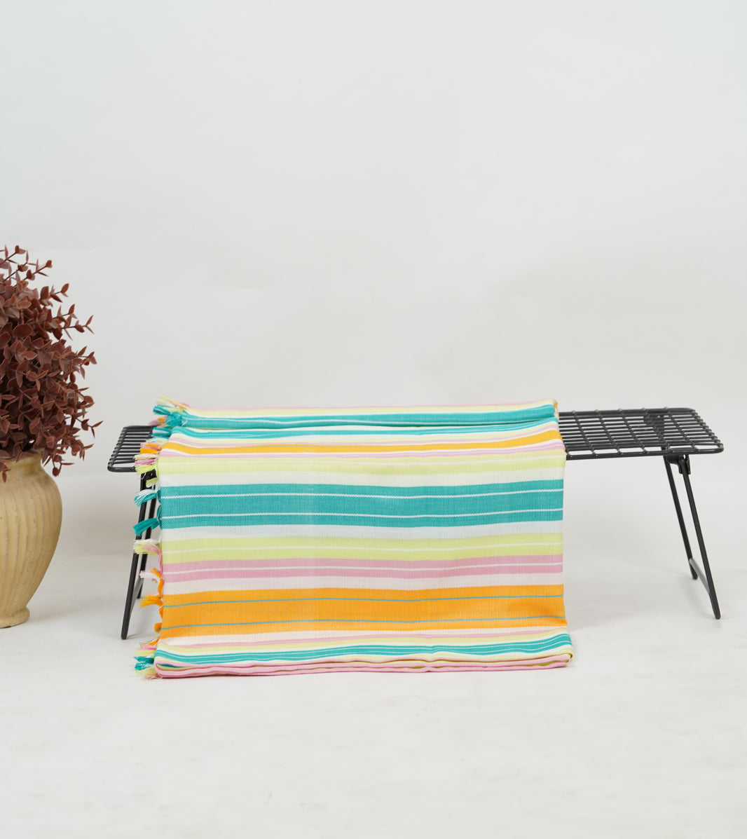 Chennimalai Handloom Ultra Soft Bamboo Towel Rainbow Stripe