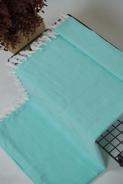 Chennimalai Handloom soft Diamond weave towel Aqua Mist