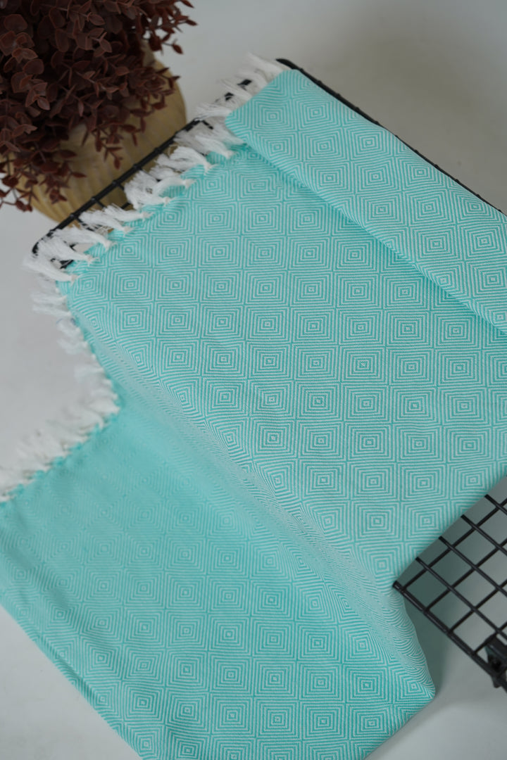 Chennimalai Handloom soft Diamond weave towel Aqua Mist