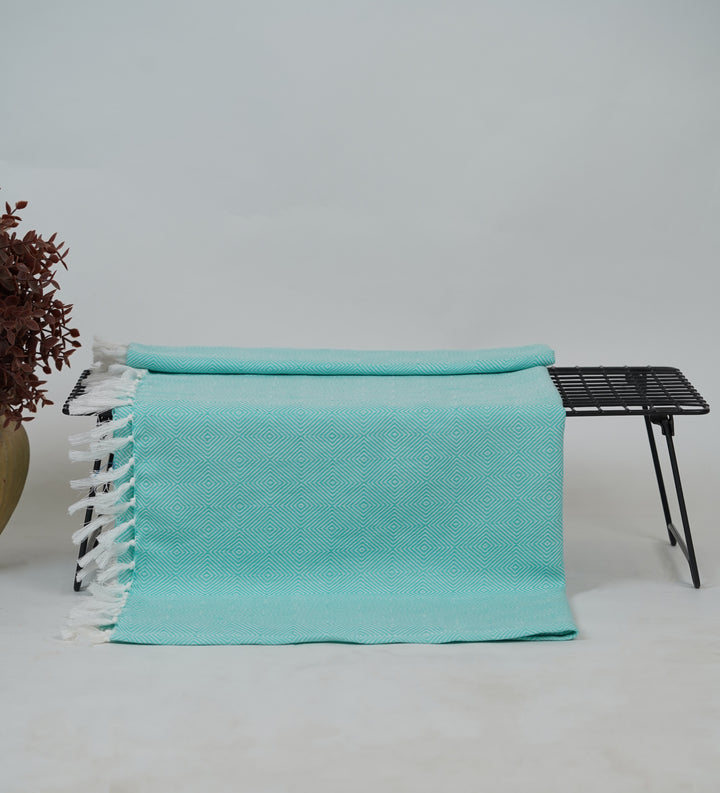 Chennimalai Handloom soft Diamond weave towel Aqua Mist