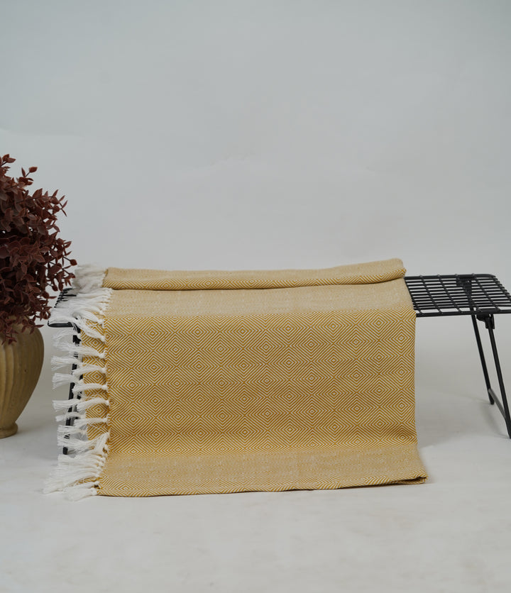 Chennimalai Handloom soft Diamond weave towel Ivory Gold