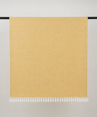 Chennimalai Handloom soft Diamond weave towel Ivory Gold
