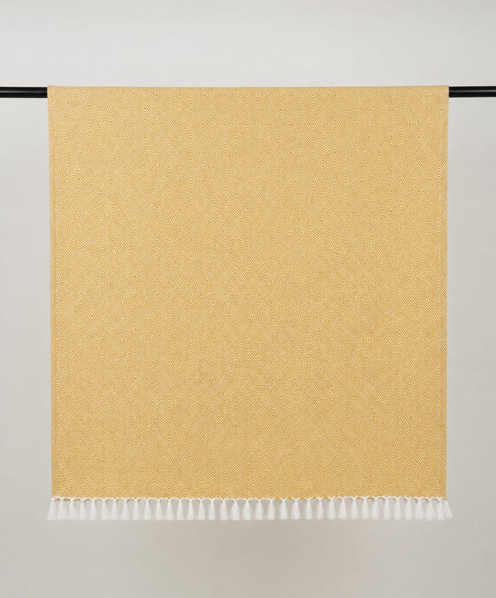 Chennimalai Handloom soft Diamond weave towel Ivory Gold