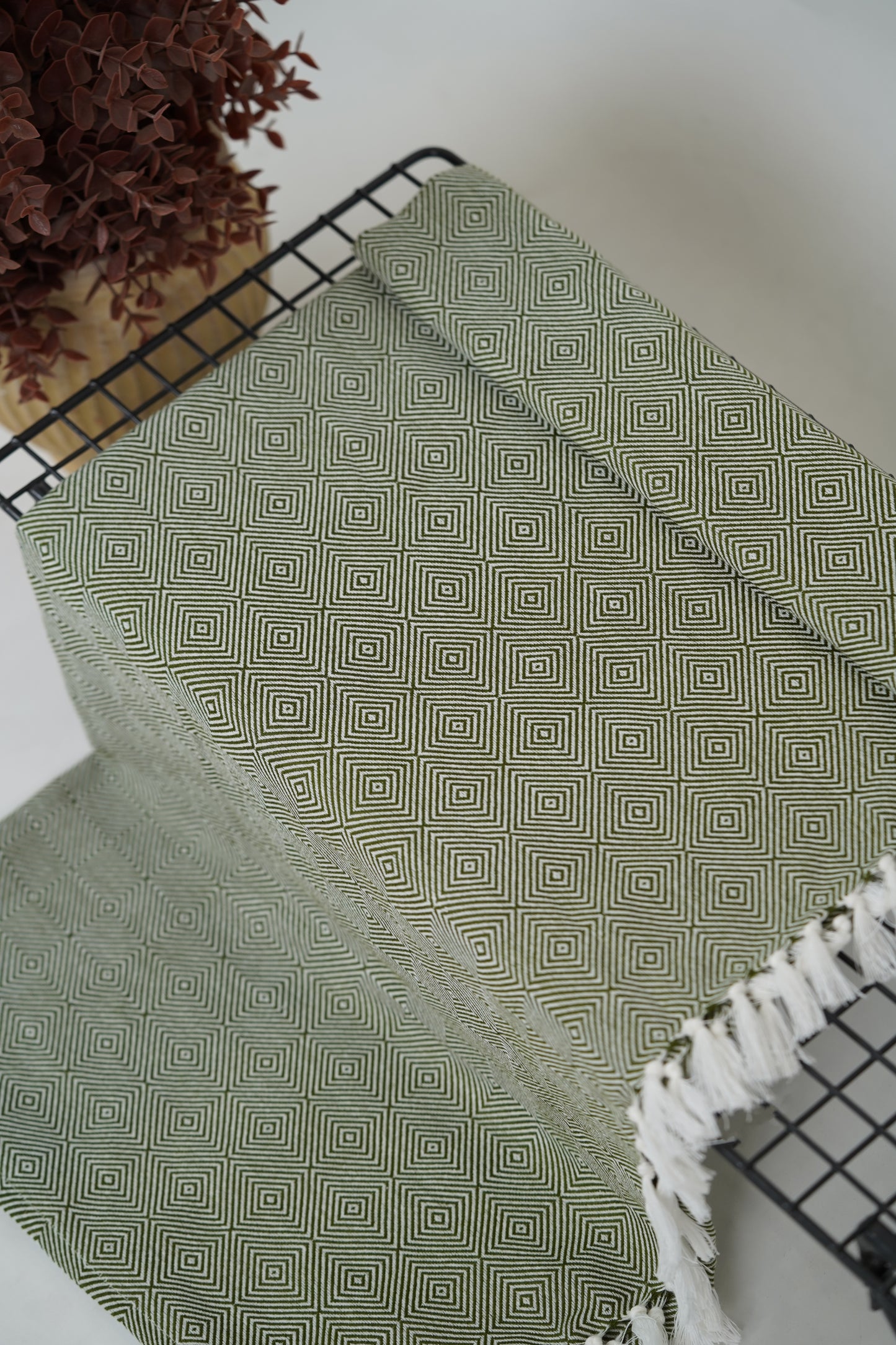 Chennimalai Handloom soft Diamond weave towel Stone Beige