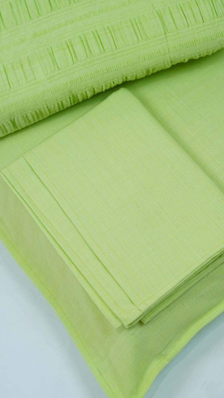 Premium handloom stripe emboss Chennimalai King Size Bedspread - Pista green