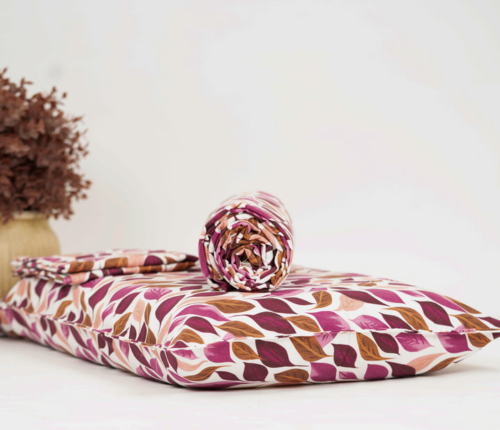 Premium Handloom Chennimalai King Size Bedspread Pink Leaf Print