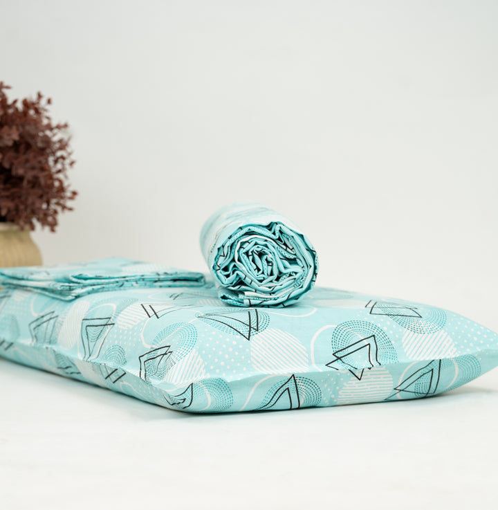 Premium Handloom Chennimalai King Size Bedspread Green Geometric Print