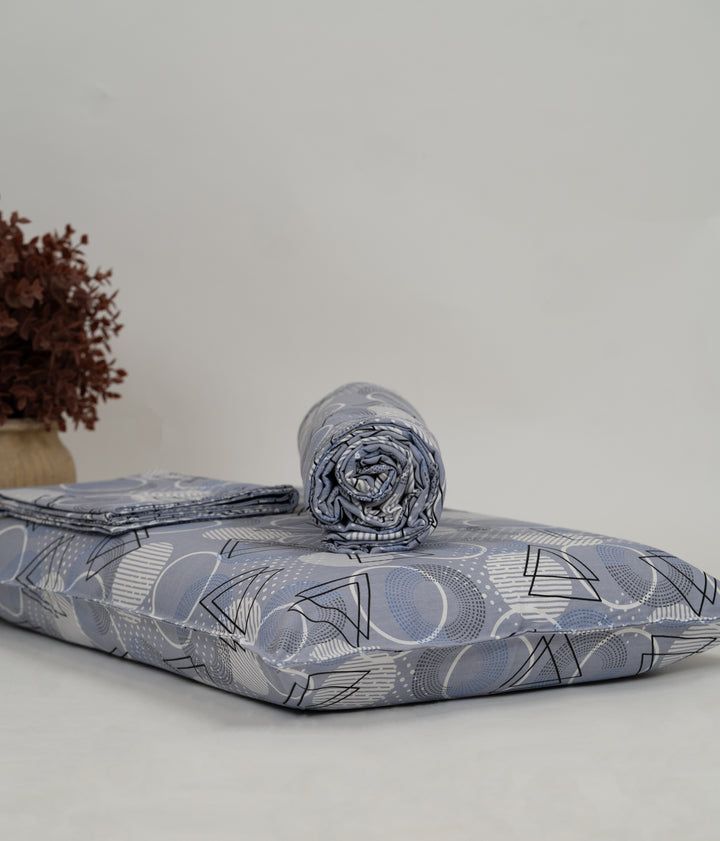 Premium Handloom Chennimalai King Size Bedspread Grey Geometric Print