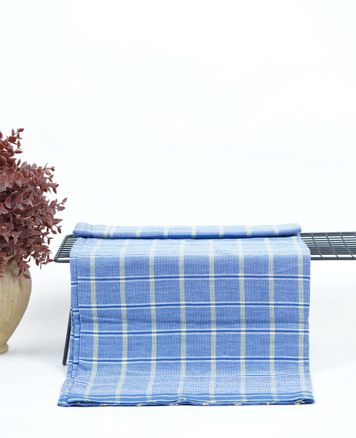 Chennimalai Handloom Soft Checked Towel Blue