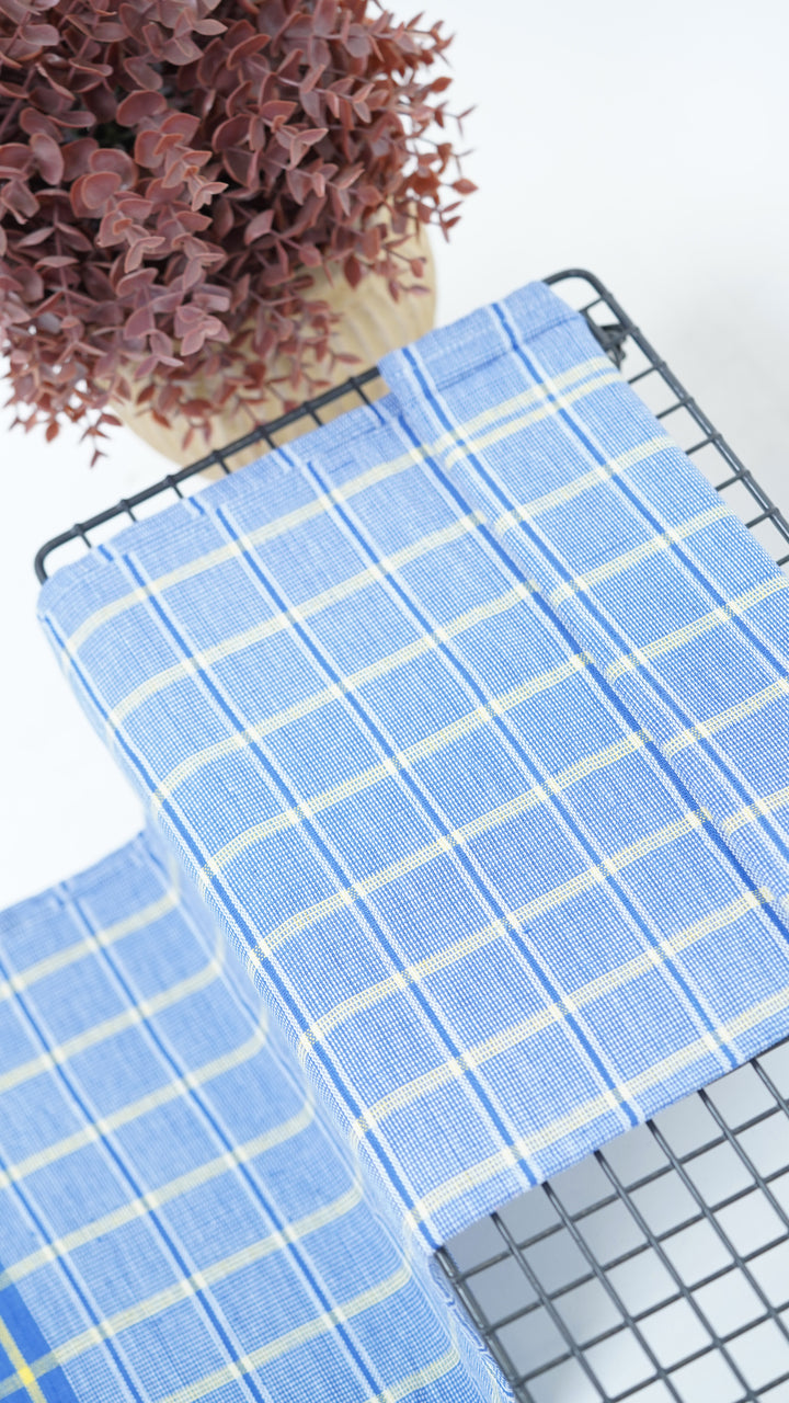 Chennimalai Handloom Soft Checked Towel Blue