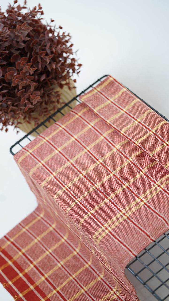 Chennimalai Handloom Soft Checked Towel Red