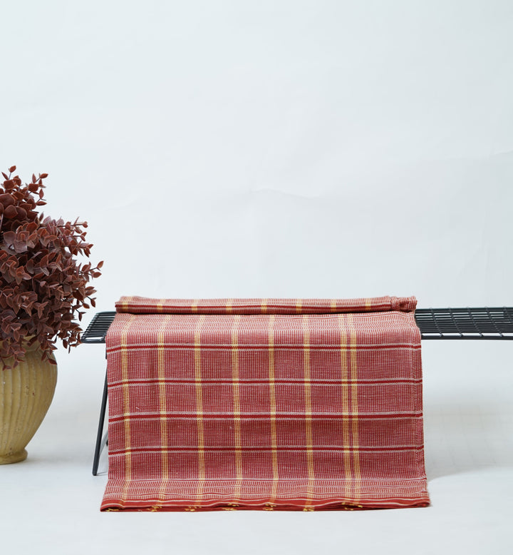 Chennimalai Handloom Soft Checked Towel Red