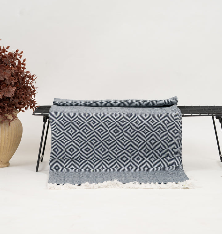 Chennimalai Handloom soft Diamond weave towel Blue