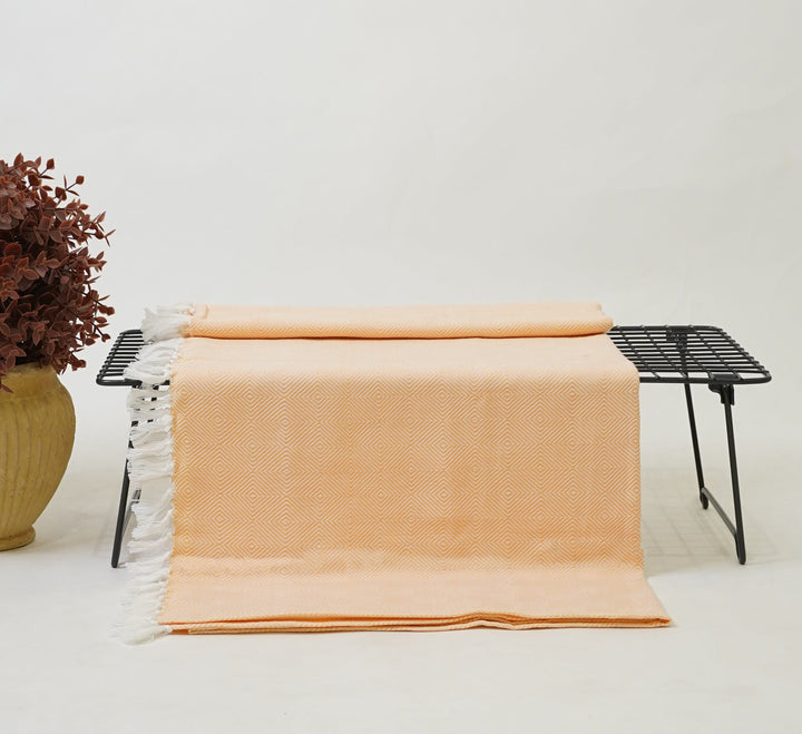 Chennimalai Handloom soft Diamond weave towel Peach