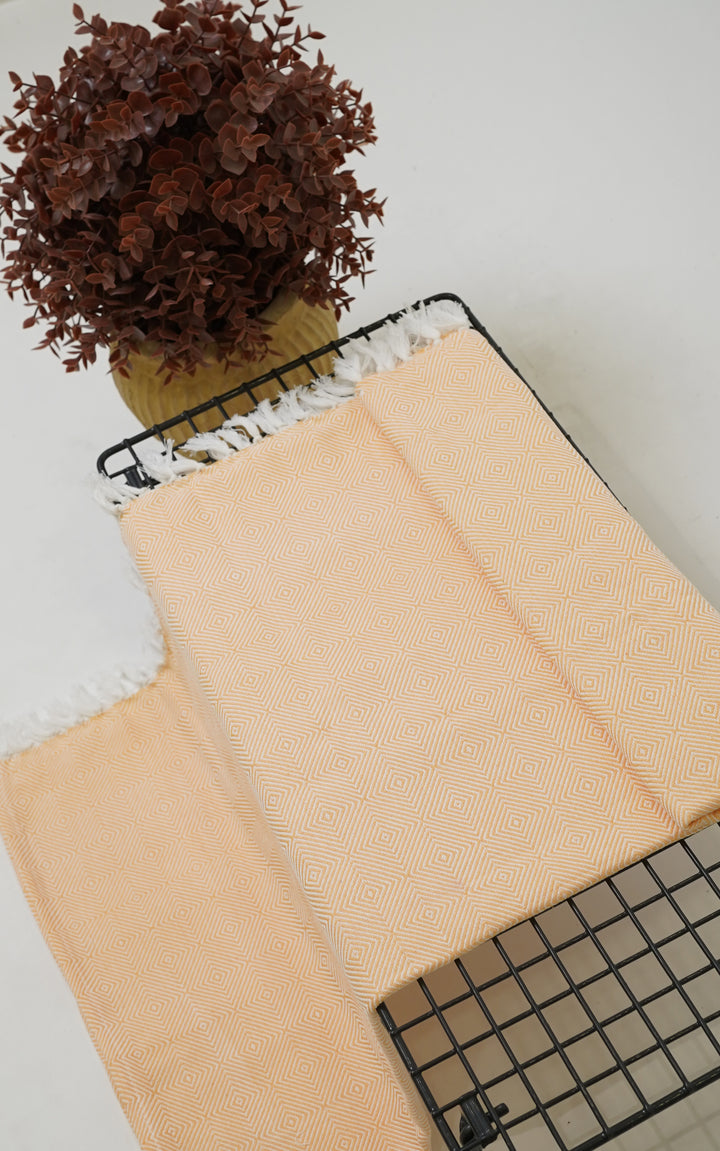 Chennimalai Handloom soft Diamond weave towel Peach