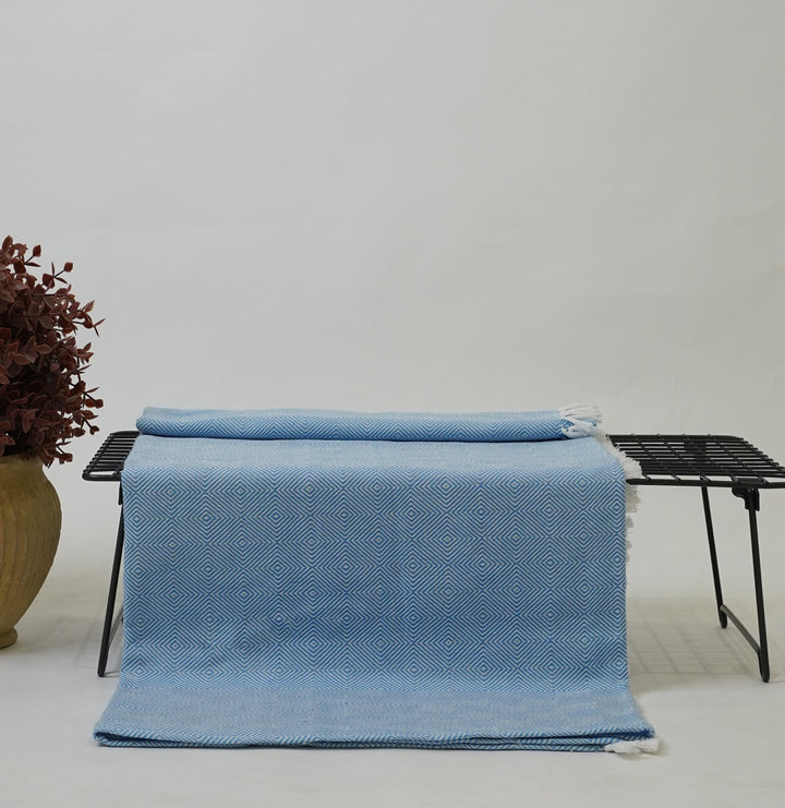 Chennimalai Handloom soft Diamond weave towel Sky Blue