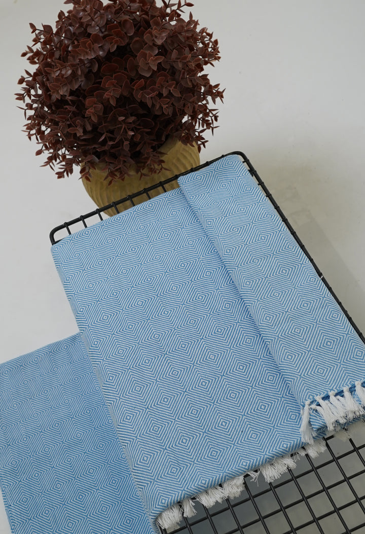 Chennimalai Handloom soft Diamond weave towel Sky Blue