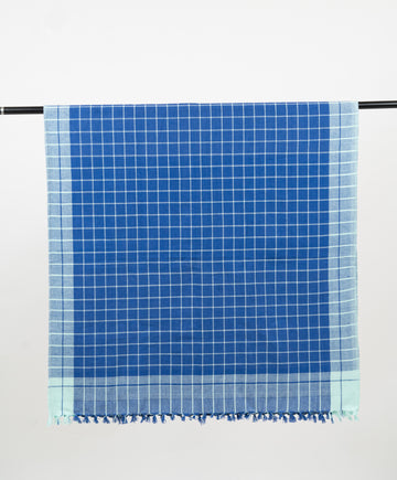 Chennimalai Handloom Soft Grid Weave Towel Blue