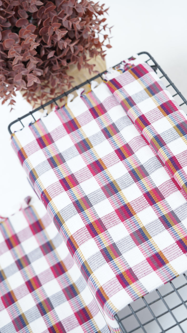 Chennimalai Handloom Soft Grid Weave Towel Checked
