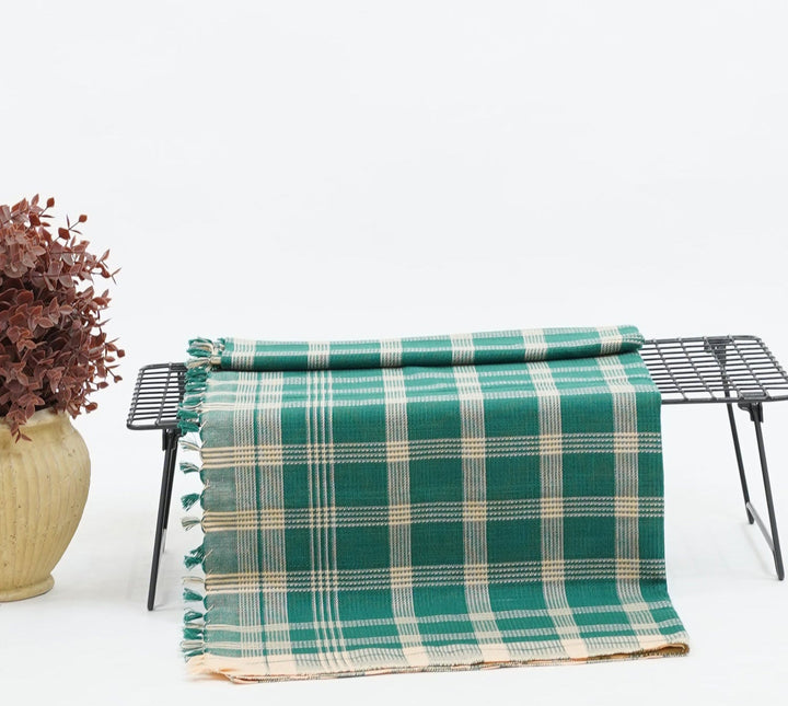 Chennimalai Handloom Soft Grid Weave Towel Green