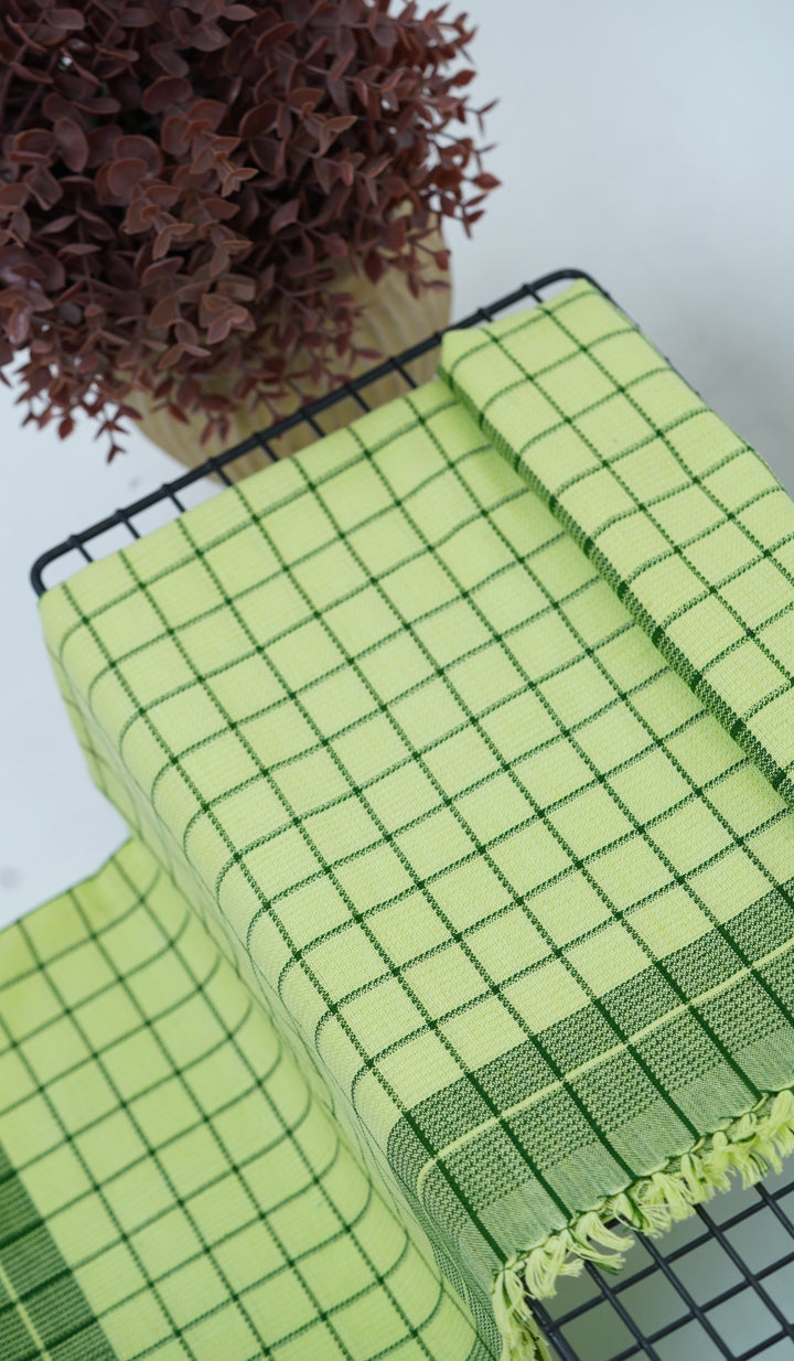 Chennimalai Handloom Soft Grid Weave Towel Lime Green