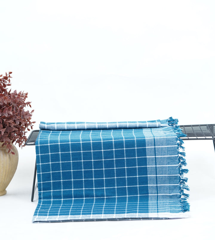 Chennimalai Handloom Soft Grid Weave Towel Teal