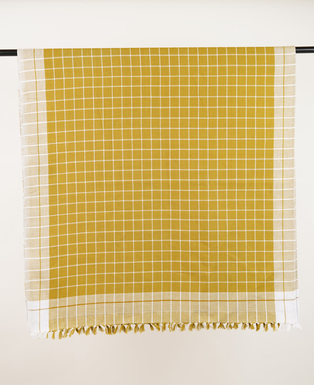 Chennimalai Handloom Soft Grid Weave Towel Mustard Green