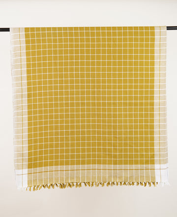 Chennimalai Handloom Soft Grid Weave Towel Mustard Green
