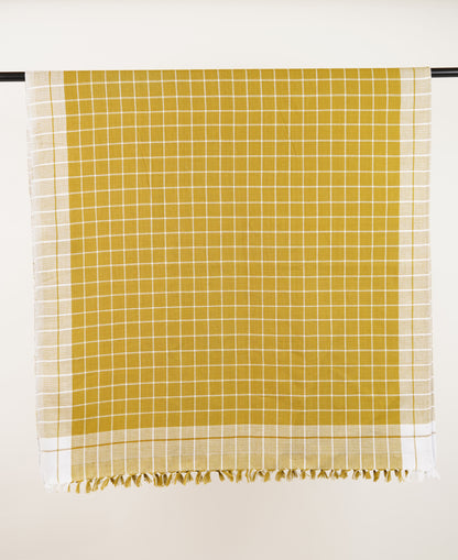 Chennimalai Soft Grid Weave Towel Mustard Green