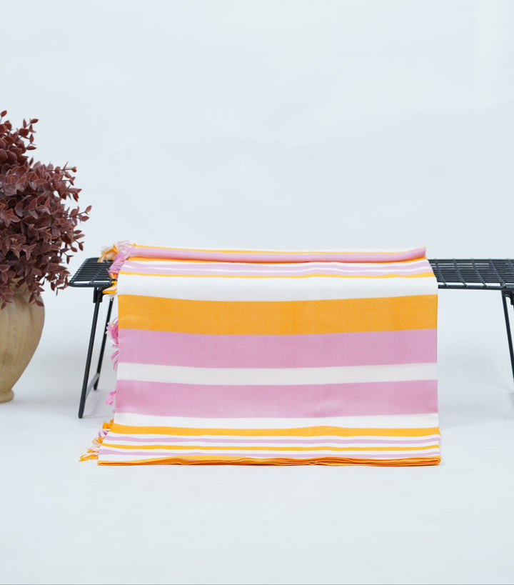 Chennimalai Handloom Ultra Soft Bamboo Towel Yellow with pink