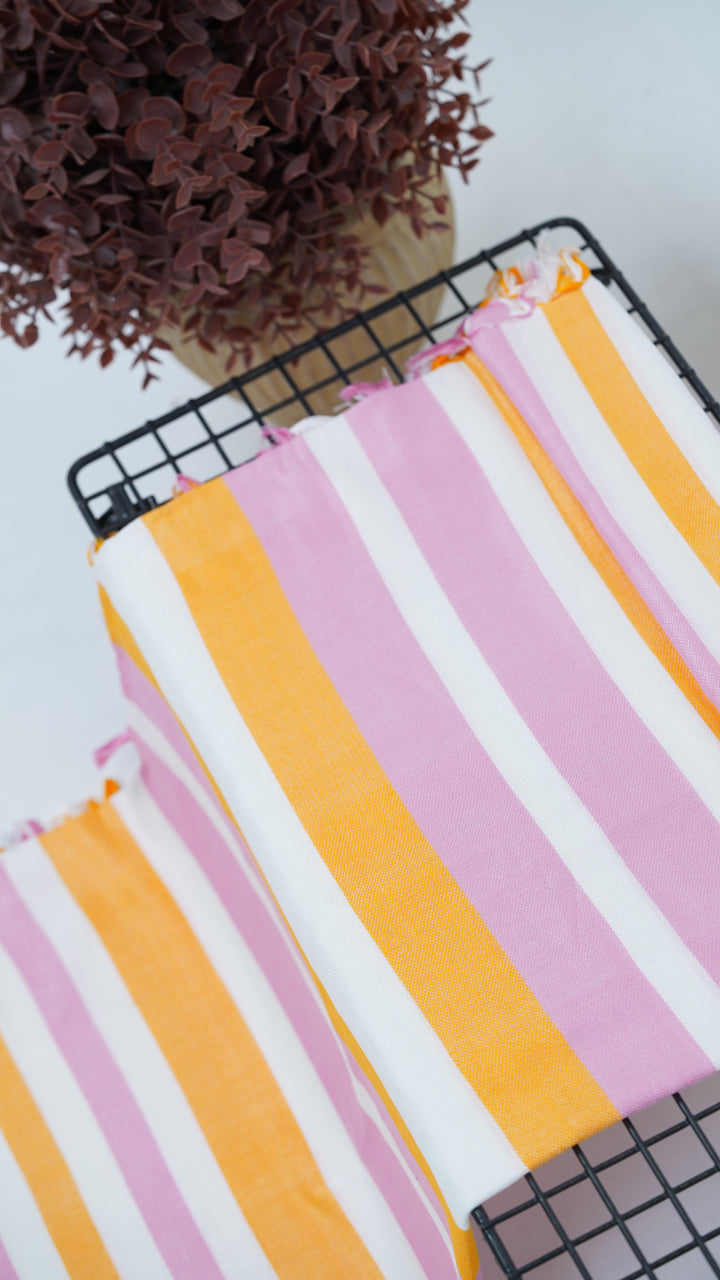 Chennimalai Handloom Ultra Soft Bamboo Towel Yellow with pink