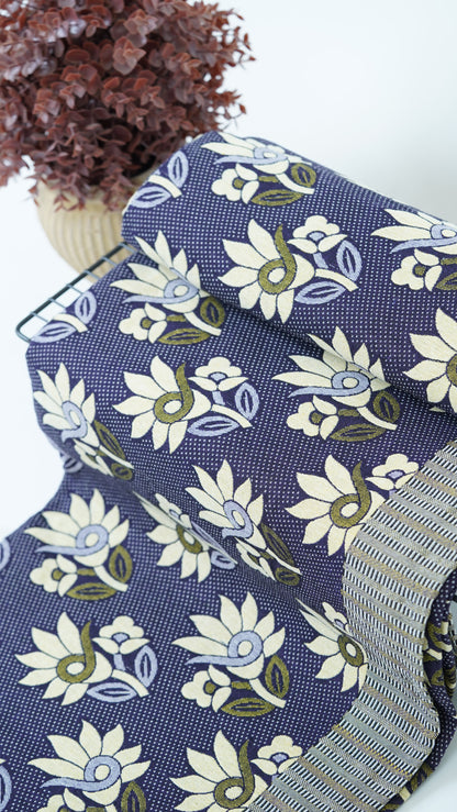 Jacquard Double Cot Bedsheet - Floral wine